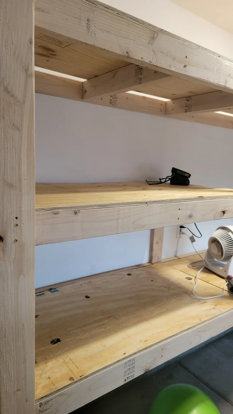 Garage shelving & workbench: shelving construction