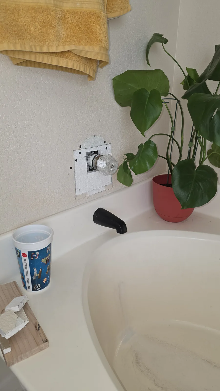 Bathtub leak & drywall repair: bath area